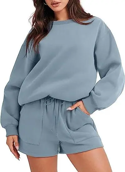 2 Piece Sweatshirt & Shorts Lounge Set