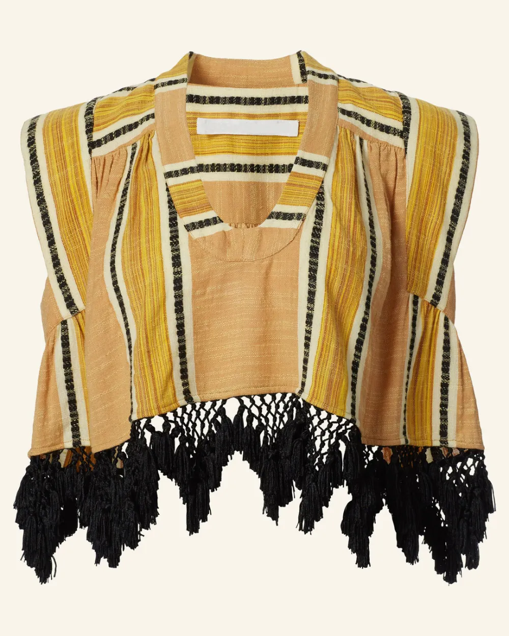 Nehru Sun Stripe Fringe Top