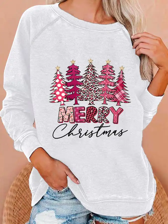 Women's   Tree Merry   Print Sweatshirt