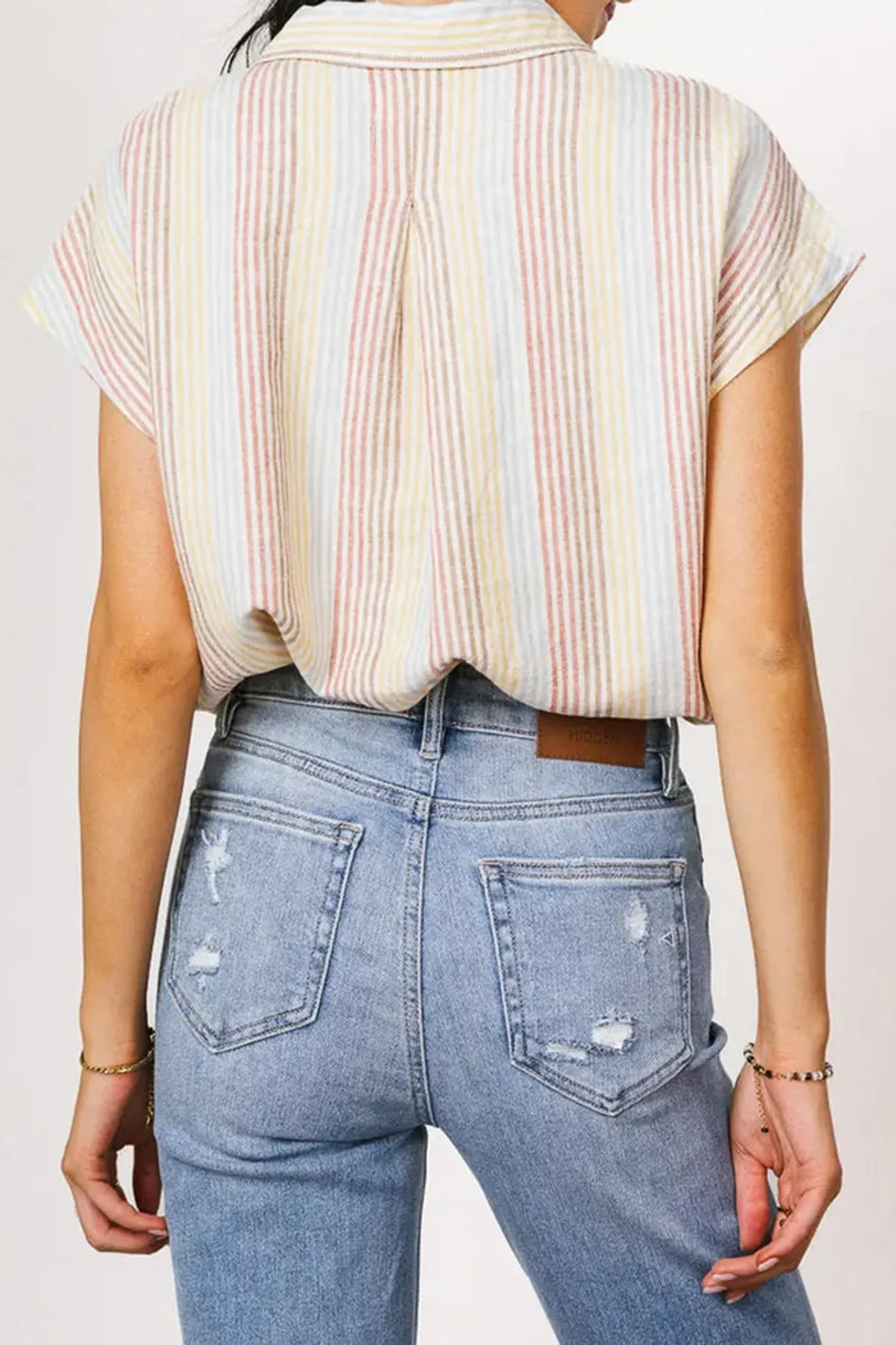 IMOGEN STRIPED BUTTON UP