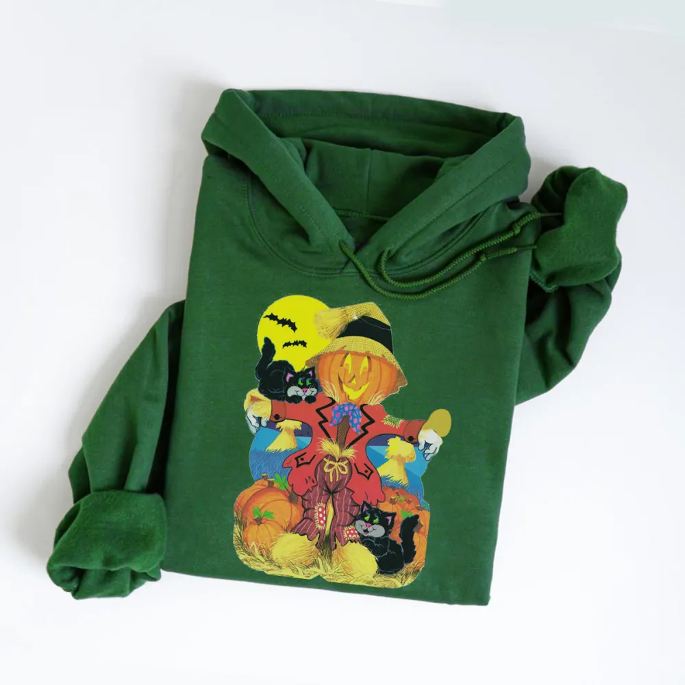 Scarecrow and Cat Halloween Hoodie