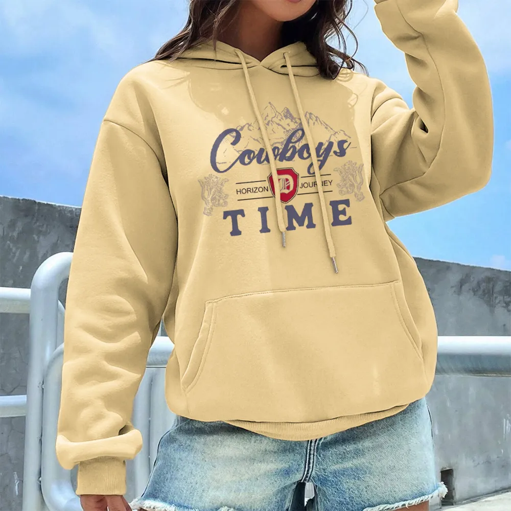 COWBOYS TIME PATTERN PRINTED HOODIE