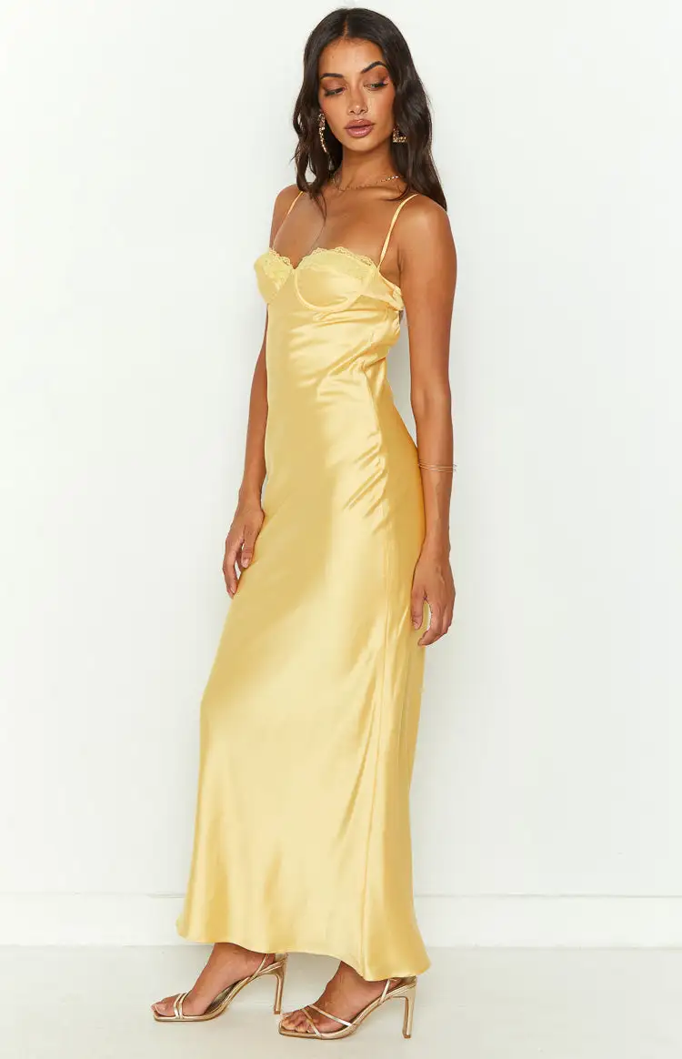 Mariana Yellow Lace Bust Midi Dress