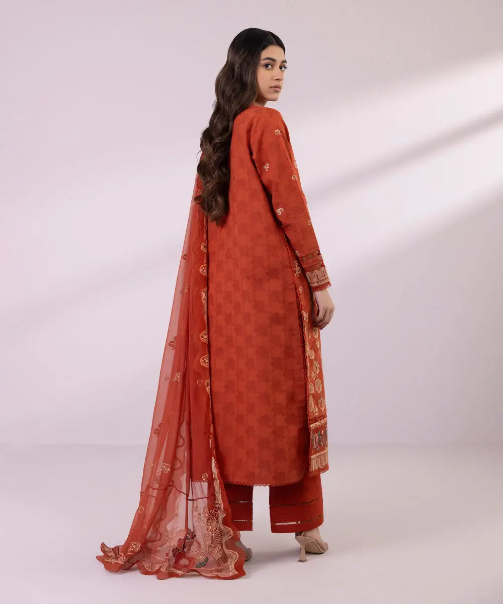 3 Piece - Embroidered Jacquard Suit