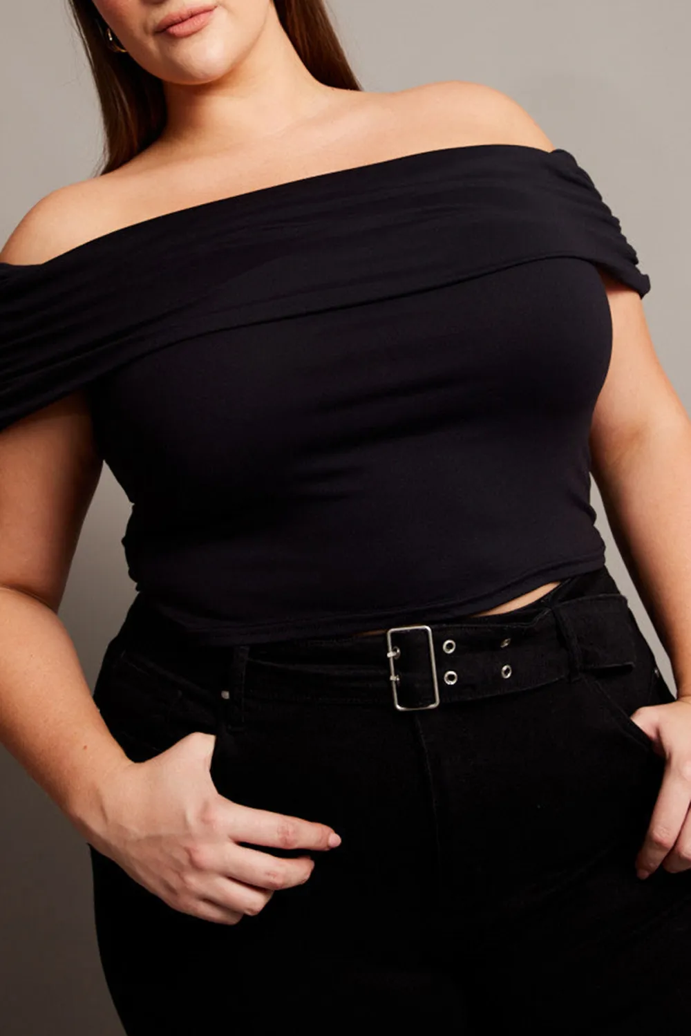 Black Off Shoulder Top Short Sleeve