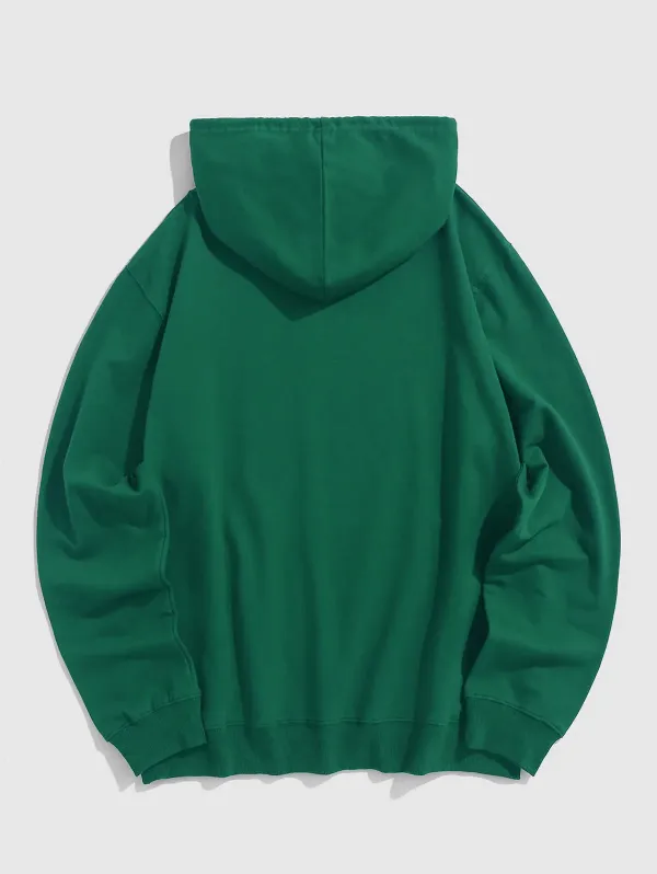 Rose Print Deep Green Cotton Hoodies