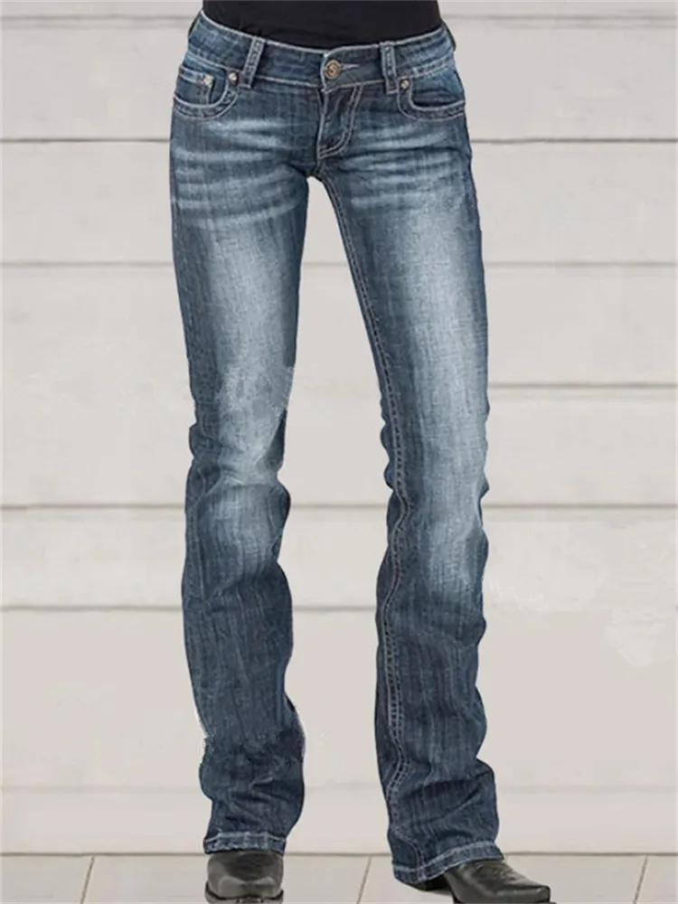 Classic Hip Hugger Washed Bootcut Jeans