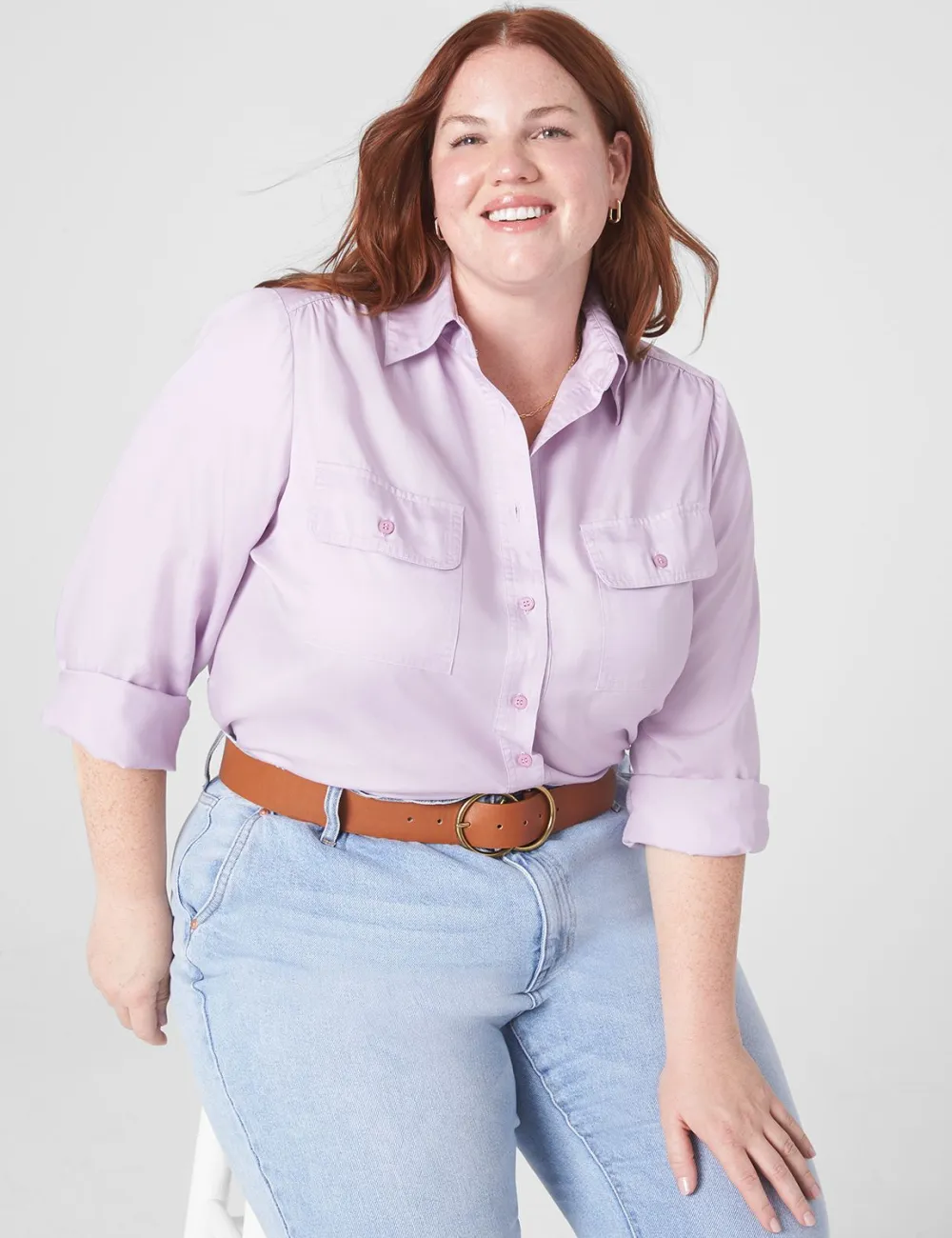 Classic Button-Down Front-Pocket Shirt