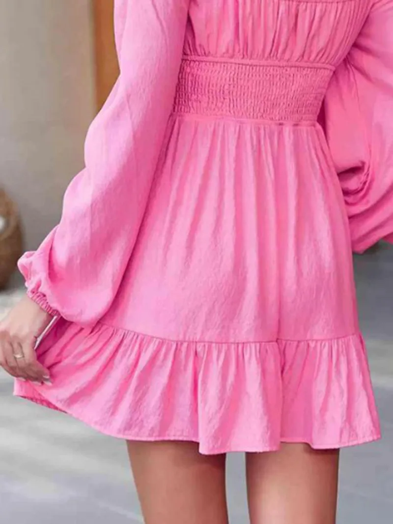 Women's pink bubble sleeved dress