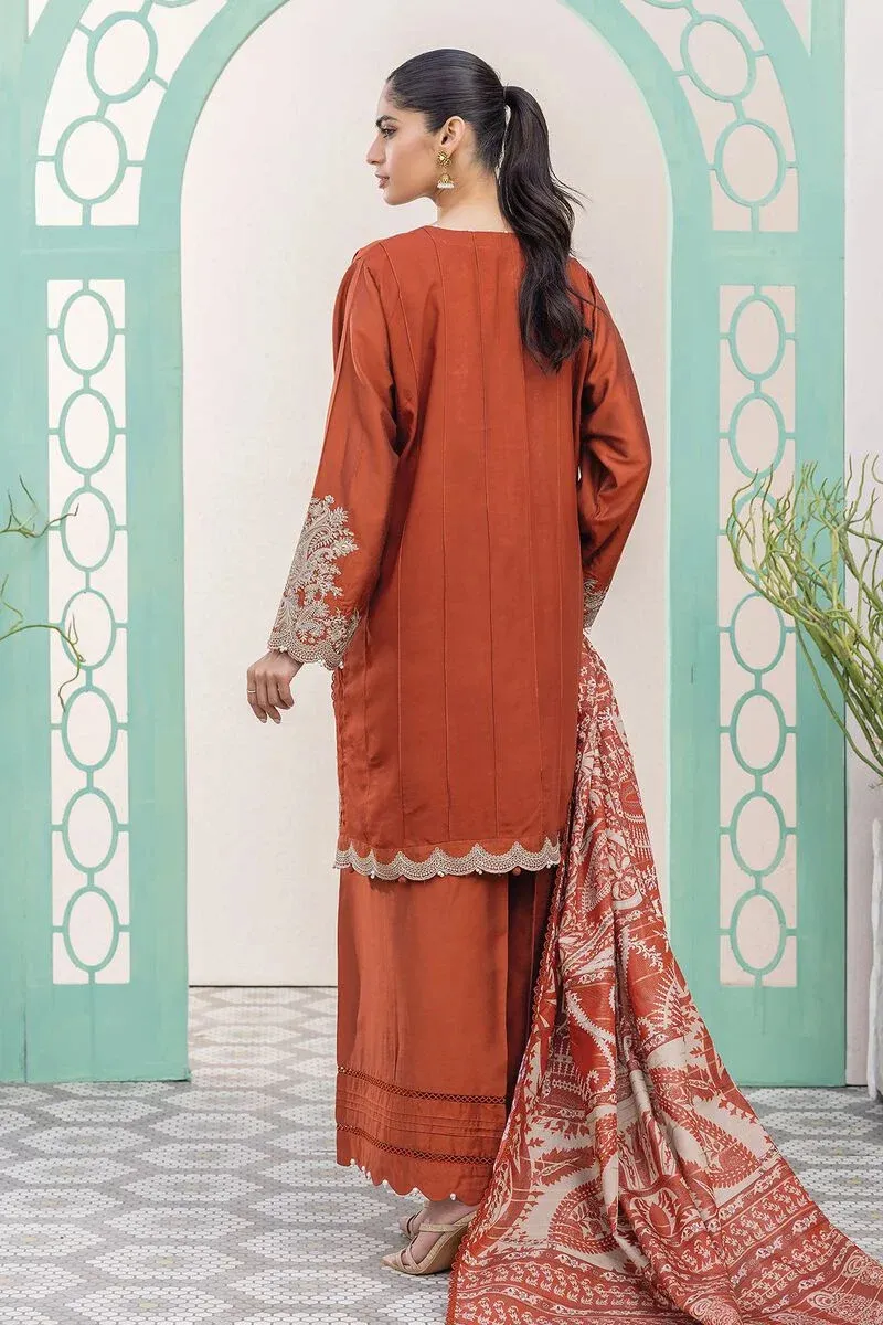 3 Piece Kurta Embroidered | Dupatta& Bottom & Tops | Color Red