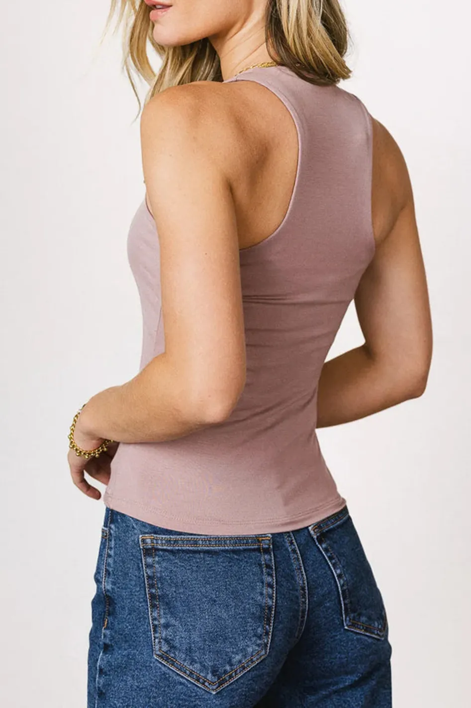 SLEEK JERSEY SOLID TANK IN MAUVE