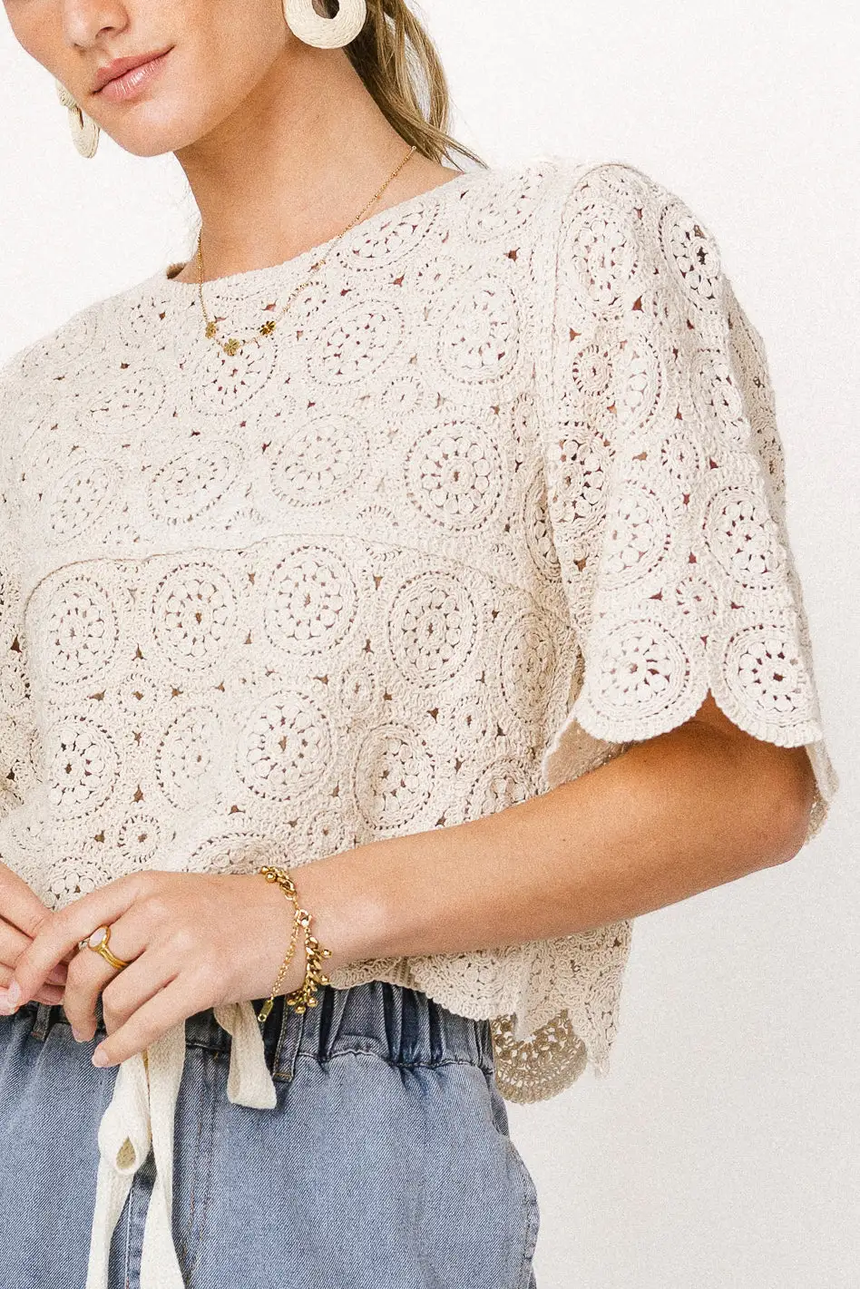 SUZIE CROCHETED TOP IN NATURAL