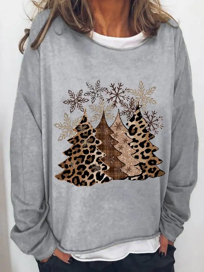 Women's Leopard   Tree Print Long Sleeve T-Shirt