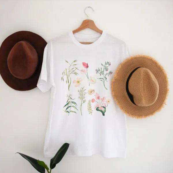 Flower t-shirt  Gift for her  Women trendy tshirt  Spring concept  Wild meadow flower nature tee  Floral Tee  Gardener Botanical Shir