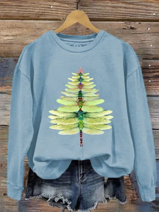 Women's Christmas Dragonfly Tree Sweatshirt