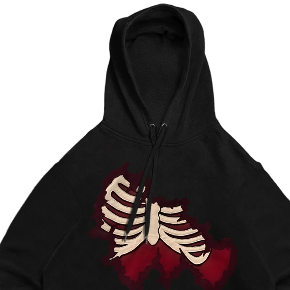 Hooded basic skeleton sweatshirt