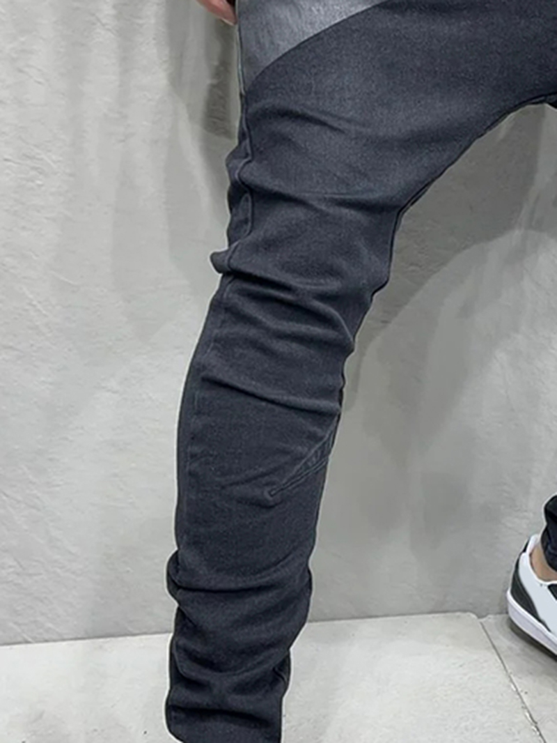 Men's black low crotch jeans