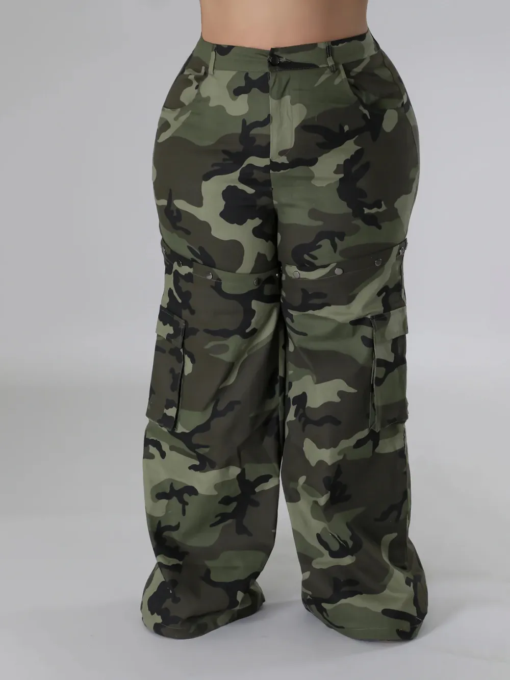 Plus-Size Fashion Women'S Detachable Camouflage Pants