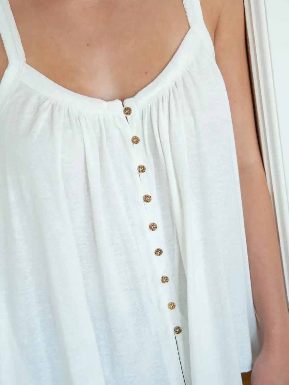 Relaxed Button Down Tank Top - Ivory