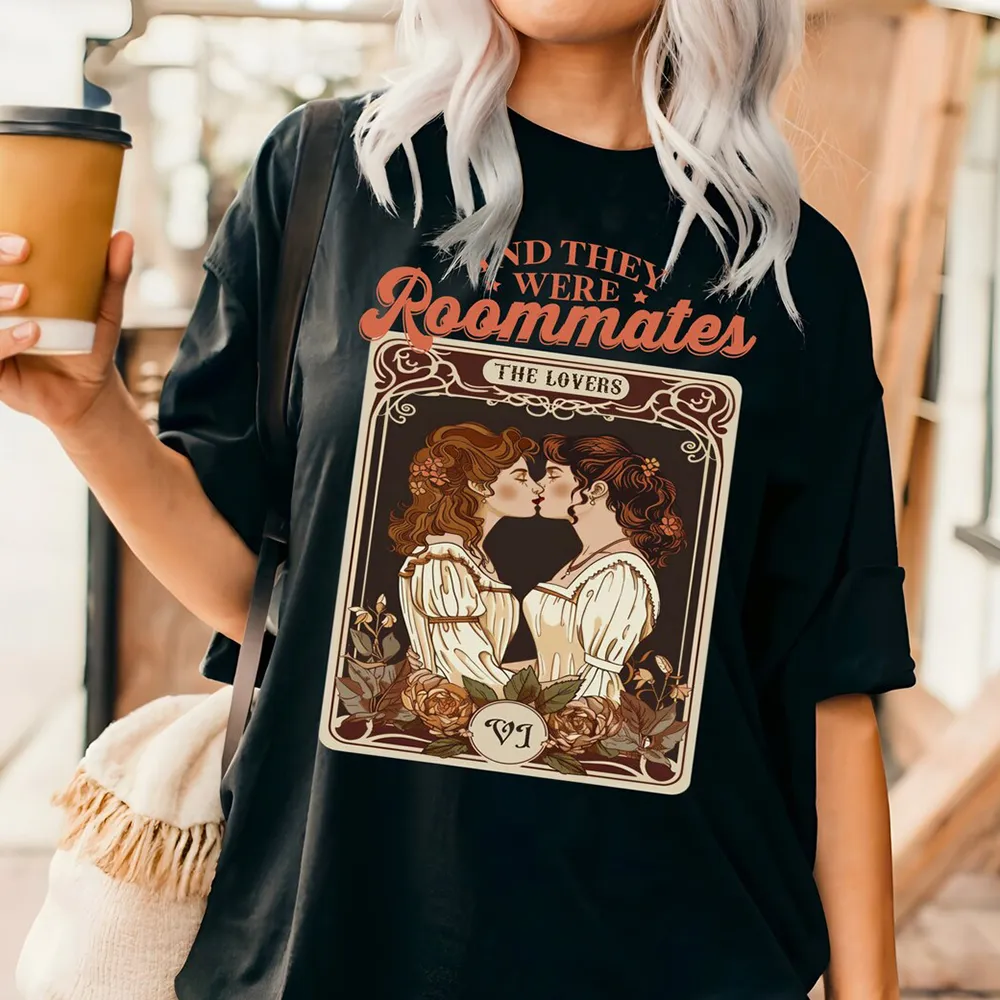 And they were roommates Lesbian girlfriend gift Sapphic shirt Lesbian bachelorette Lesbian pride Lesbian bride Femme Tarot LGBTQ Tee