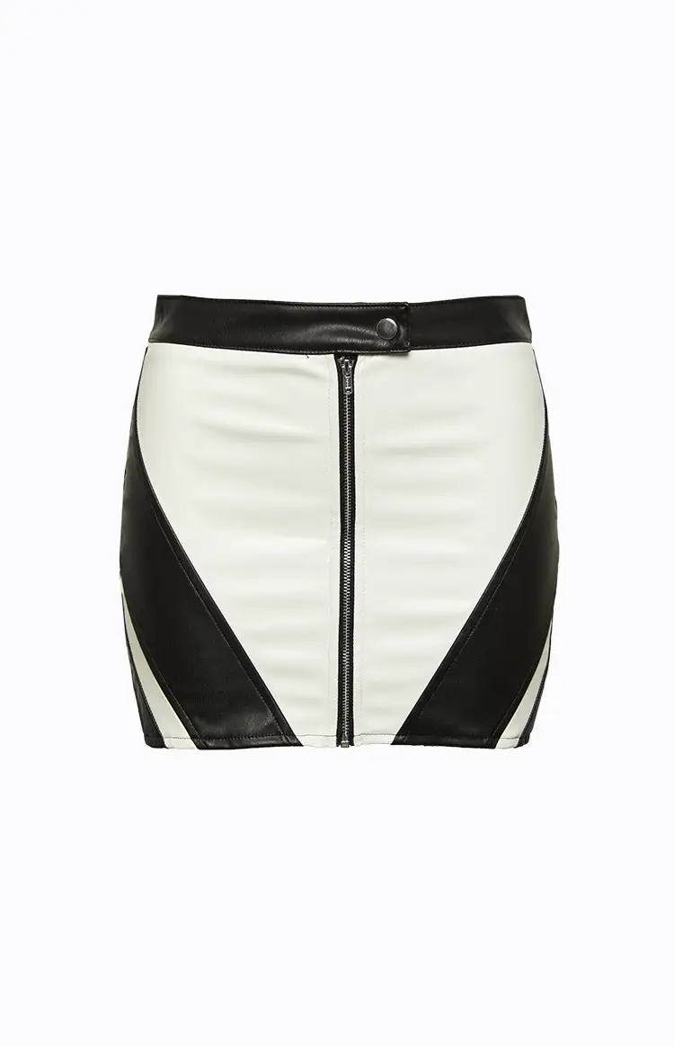 Trespass White Contrast PU Low Waist Mini Skirt