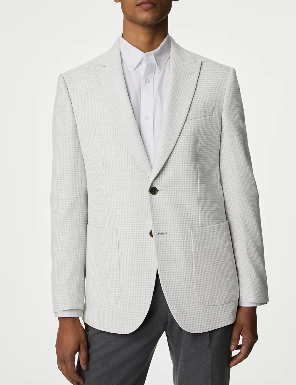 Textured Check Stretch Blazer