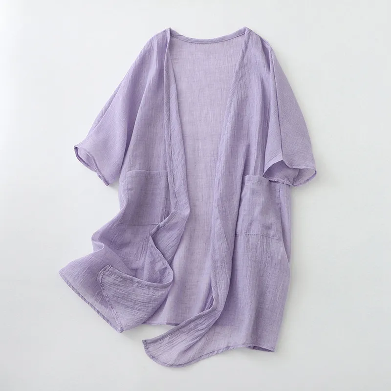 Summer cotton linen loose cardigan