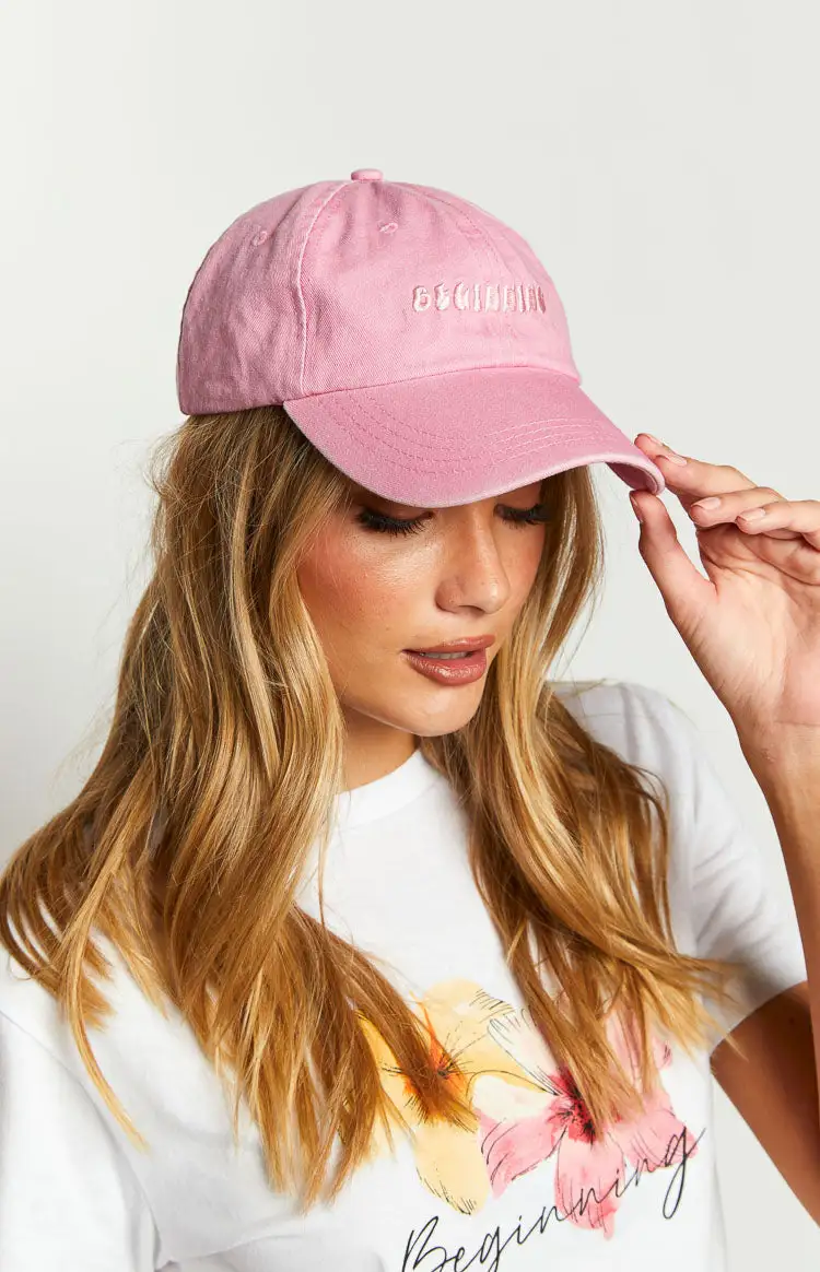 Beginning Boutique Pink Washed Cap