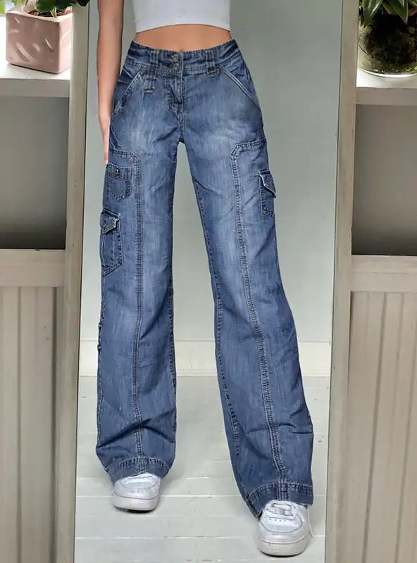 Women's High Waist Straight Loose Wide Leg Jeans