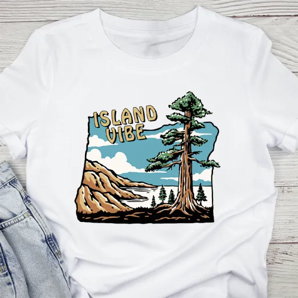 Women's Island Vibe Pattern Printed Tee