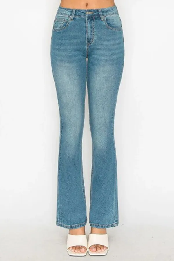 WAXJEAN Vintage Wash Bootcut Jean With Great Stretch