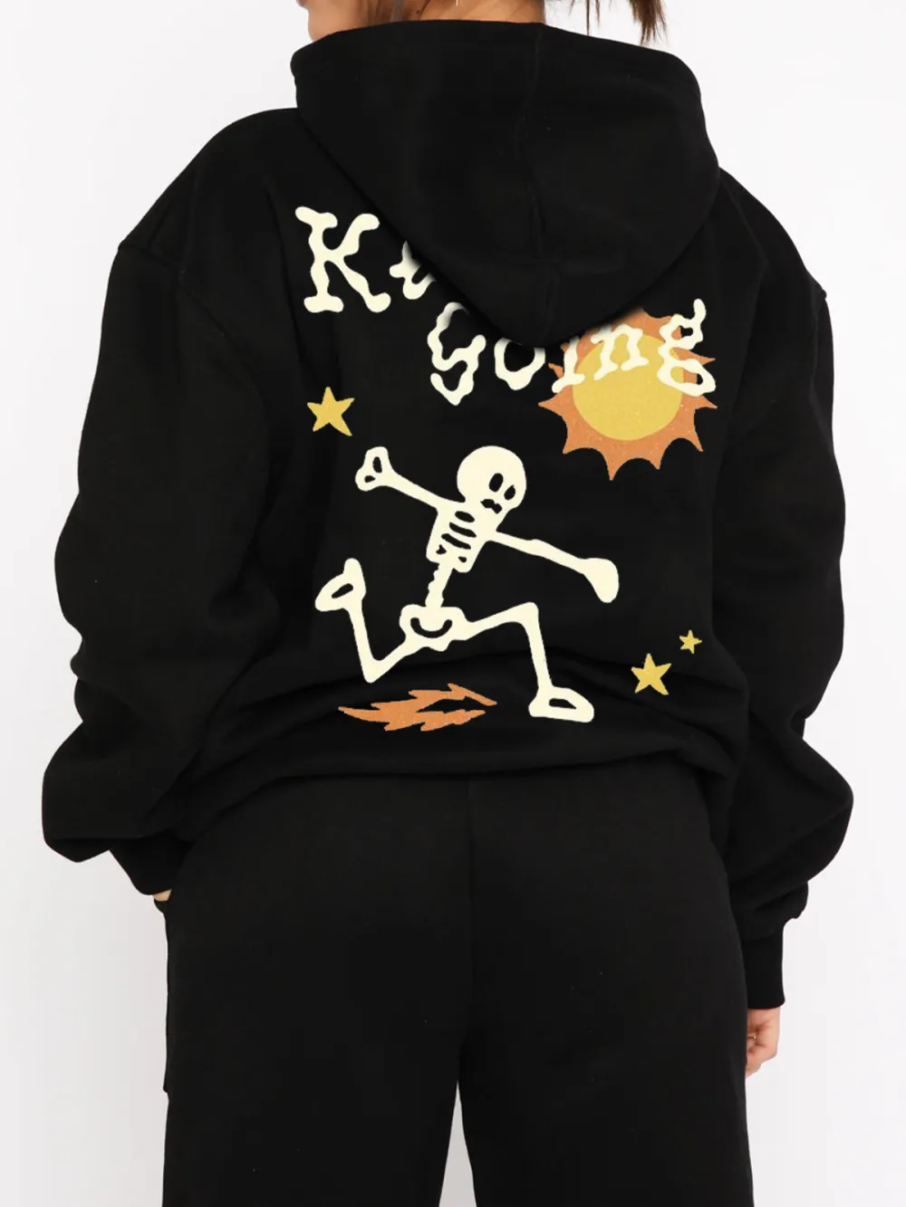 KEEP GOING PATTERN PRINTED HOODIE