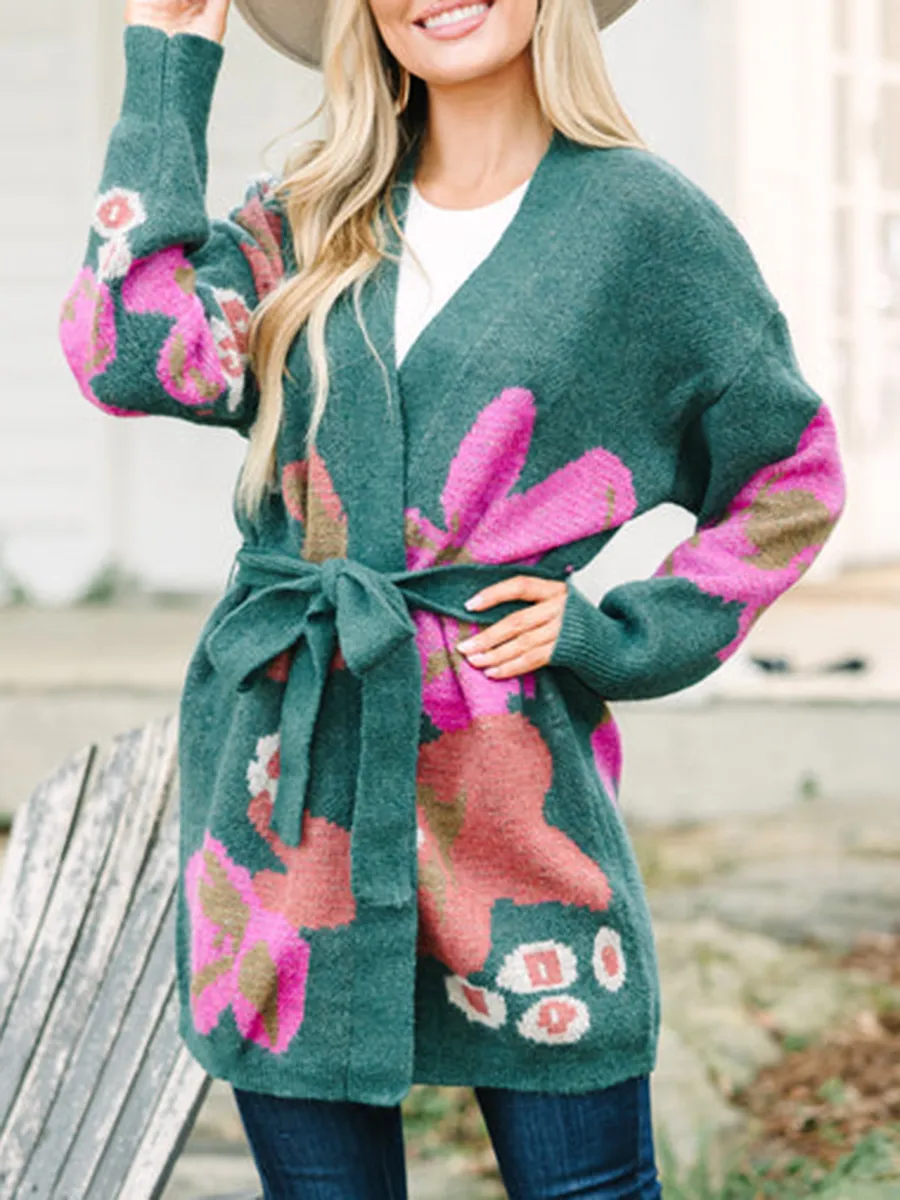 Green Floral Cardigan