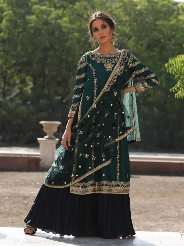 SIDE SLIT DRESS W/ PREDRAPED DUPATTA