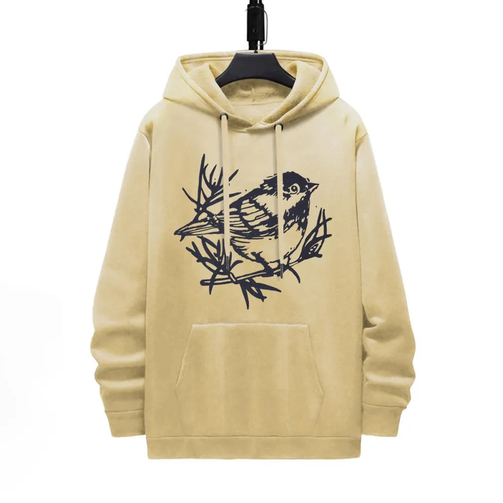 CUTE LITTLE BIRD PATTERN PRINTED HOODIE