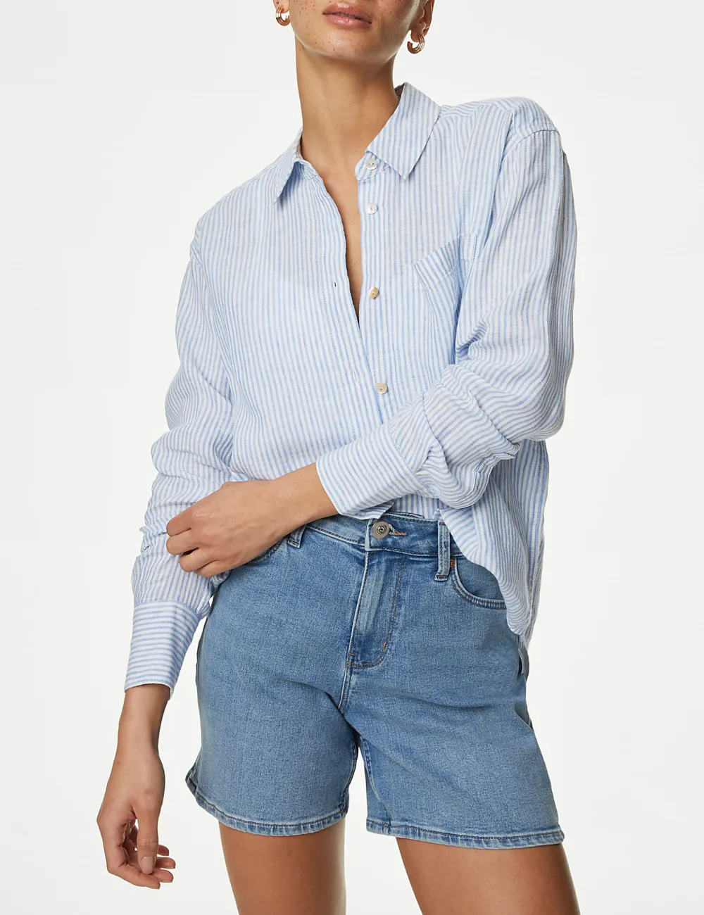 Pure Linen Striped Relaxed Shirt