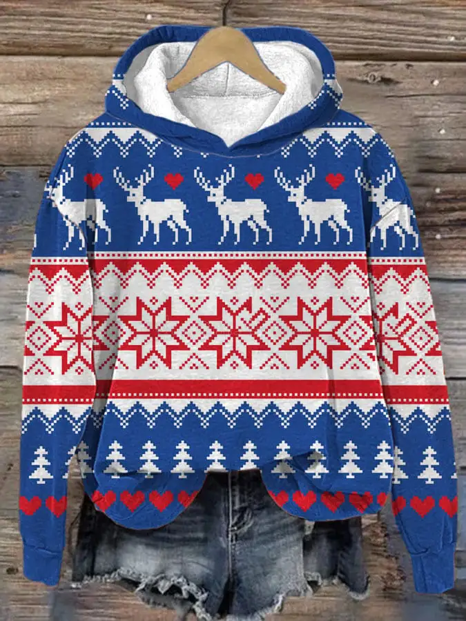 Women's Christmas Holiday Patterned Hoodie