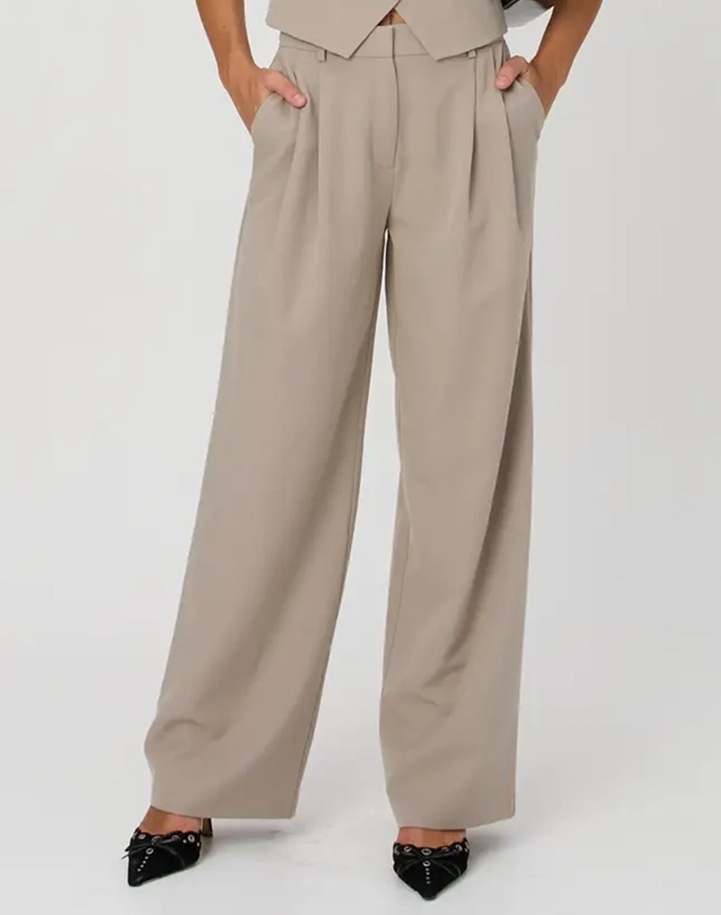 High Rise Wide Leg Tailored Pant