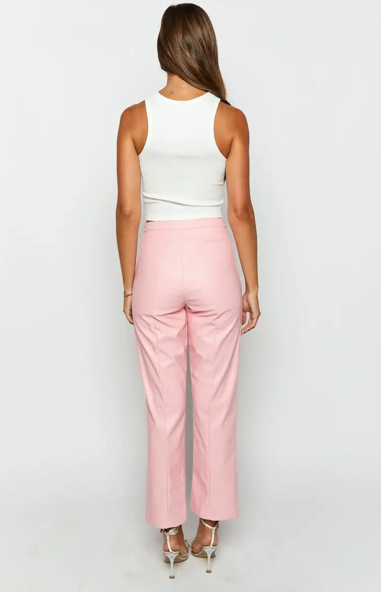 Elevate Pink PU Leather Pants