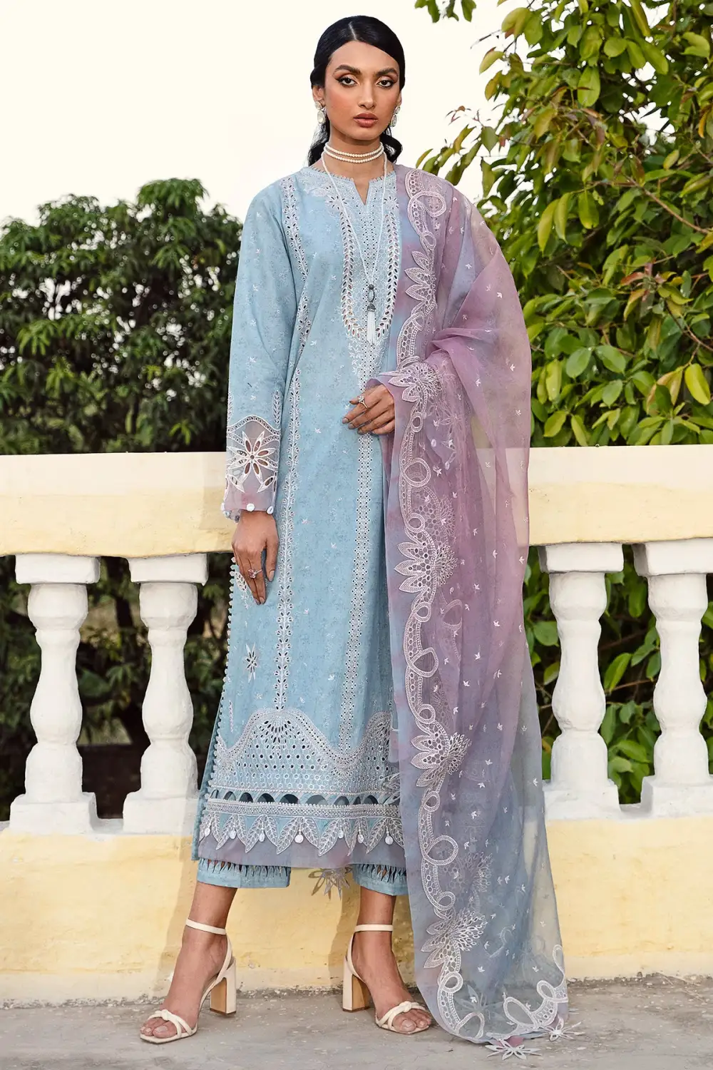 Powder Blue Embroidered Lawn