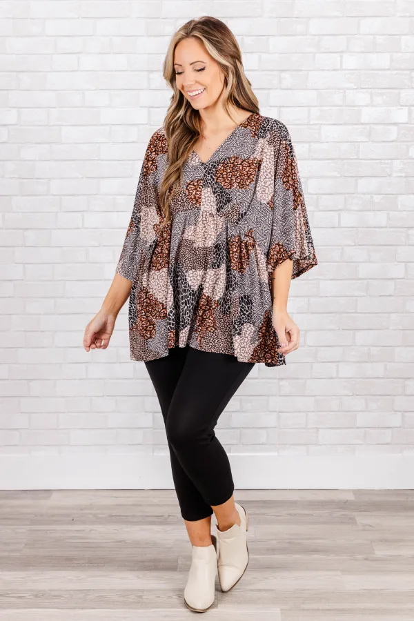 Older But Never Wiser Top, Mocha Black