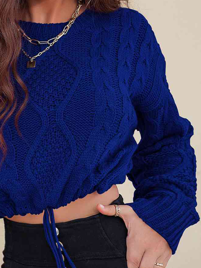 Drawstring Round Neck Sweater