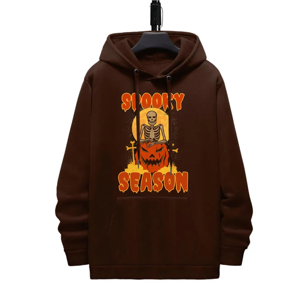 SPOOKY SEASON SKULL HALLOWEEN PATTERN PRINTED HOODIE