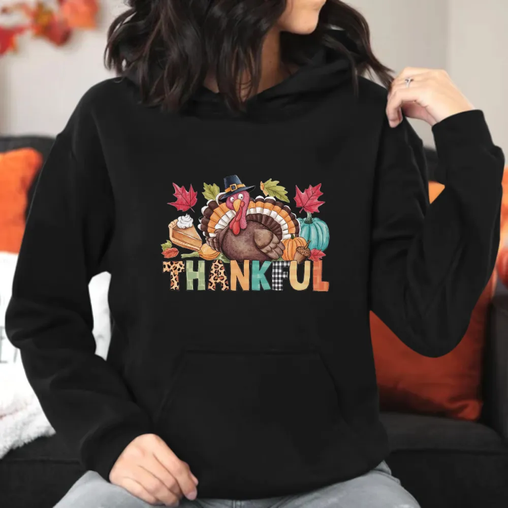 Thankful Turkey Printed Hoodie