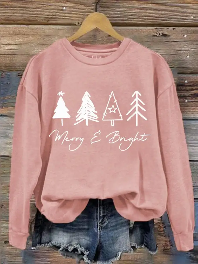 Women's Christmas Merry & Bright Printed Sweatshirt