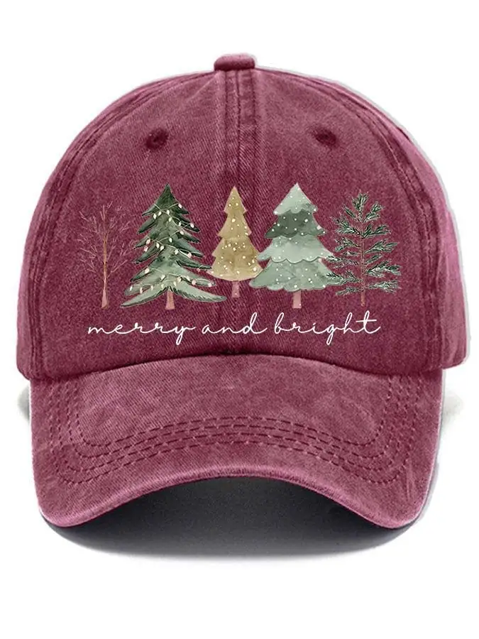 Women's Casual Merry And Bright Print Baseball Cap