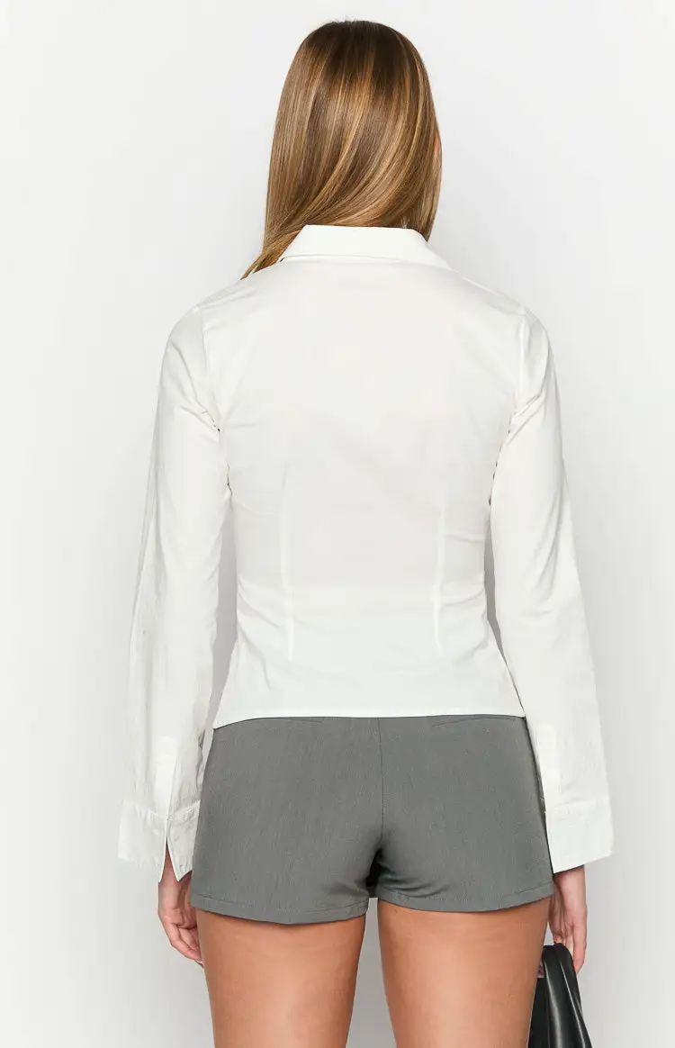 Helen White Fitted Long Sleeve Shirt