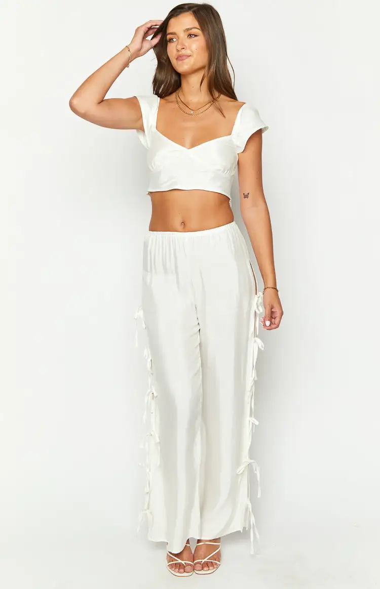 Bridget White Side Tie Pants