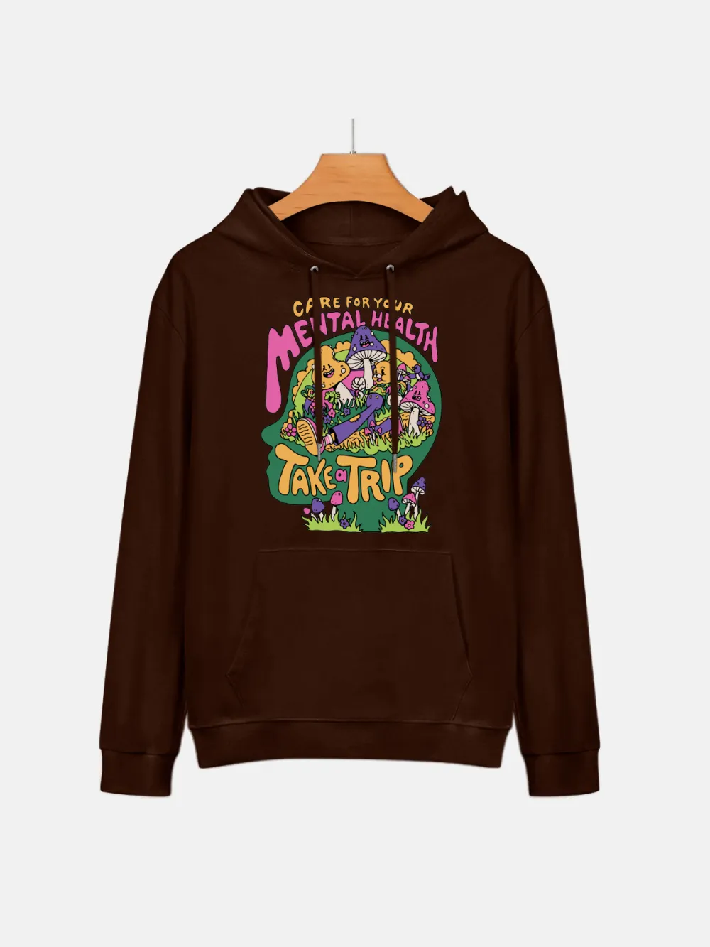 CARE FOR YOUR MENTAL HEALTH PATTERN PRINTED HOODIE