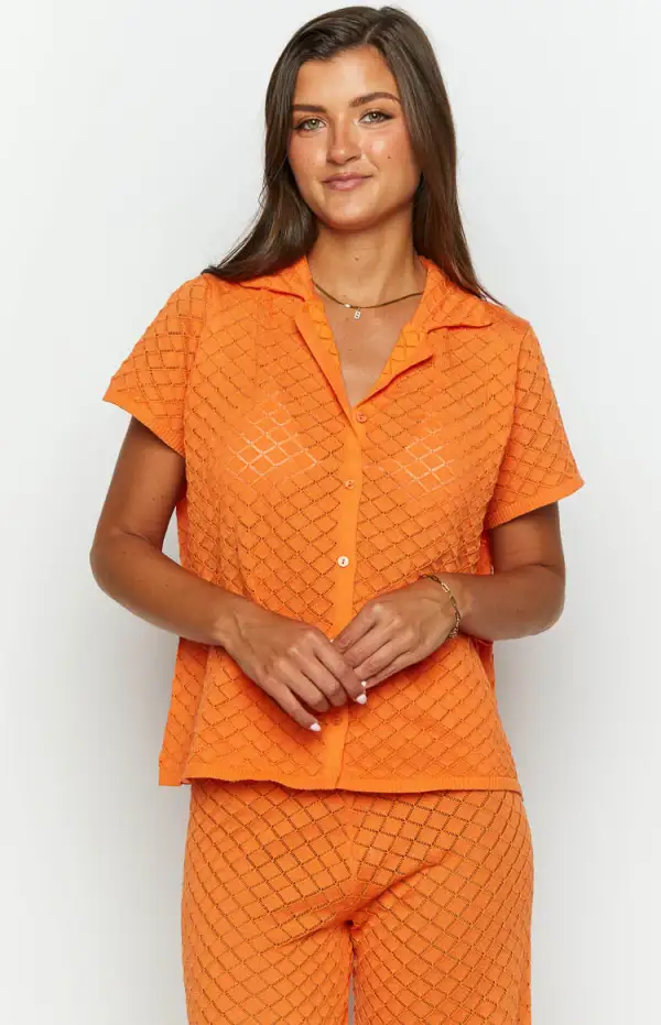 Zaida Orange Knit Top